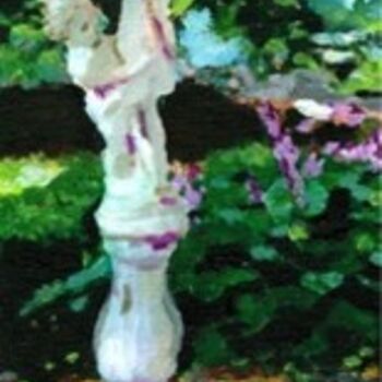 Painting titled "The Hosta Garden, o…" by Riche Robertson, Original Artwork, Oil