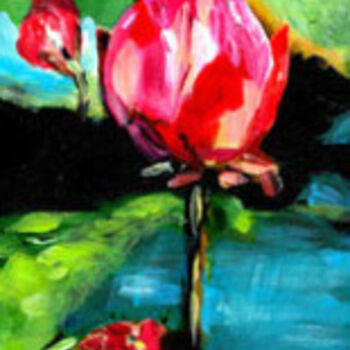 Ζωγραφική με τίτλο "Lotus Blossom, orig…" από Riche Robertson, Αυθεντικά έργα τέχνης, Λάδι