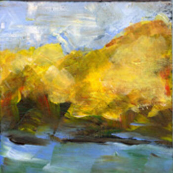 Ζωγραφική με τίτλο "Autumn At The River…" από Riche Robertson, Αυθεντικά έργα τέχνης, Λάδι