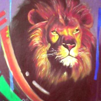 「the lion」というタイトルの絵画 Richard-Elekwaによって, オリジナルのアートワーク, オイル