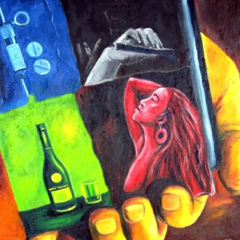Peinture intitulée "drug abuse" par Richard-Elekwa, Œuvre d'art originale