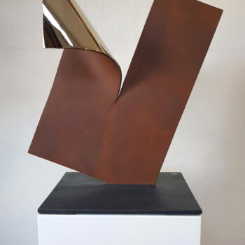 Sculpture titled "Bended sheet" by Ricky Reese, Original Artwork, Stainless Steel