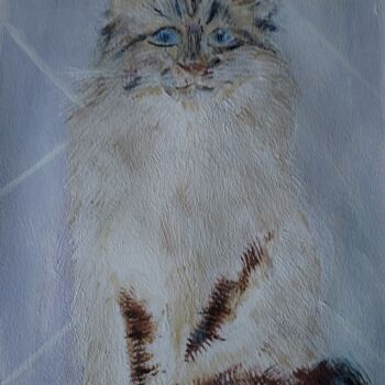 Schilderij getiteld "Birman Cat" door Richard Ward, Origineel Kunstwerk, Acryl