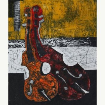 Printmaking titled "violin 1" by Ridvan Aliti, Original Artwork, Engraving
