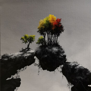 제목이 "Equilibre 54"인 미술작품 Riege로, 원작, 기름 나무 들것 프레임에 장착됨