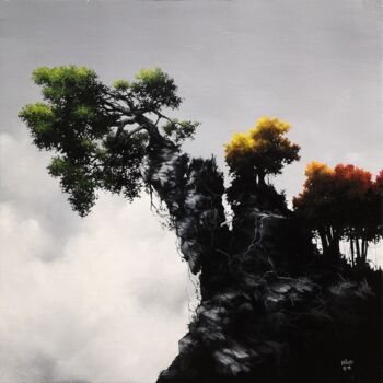 제목이 "Equilibre 6"인 미술작품 Riege로, 원작, 기름 나무 들것 프레임에 장착됨