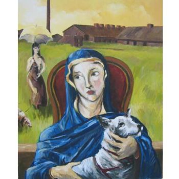 Peinture intitulée "la madone au chien…" par Jean Laurent Rieth, Œuvre d'art originale