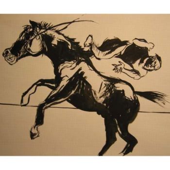 Painting titled "accident de cheval" by Jean Laurent Rieth, Original Artwork