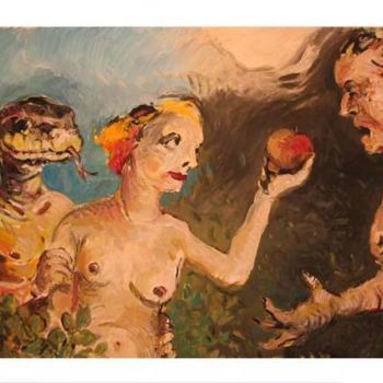 Painting titled "Eve 3 (la tentation)" by Jean Laurent Rieth, Original Artwork