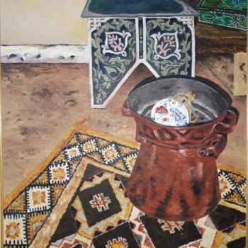Painting titled "Taznakht carpet." by Zakaria Rifki, Original Artwork, Oil