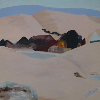 Painting titled "The desert bivouacs" by Zakaria Rifki, Original Artwork, Acrylic