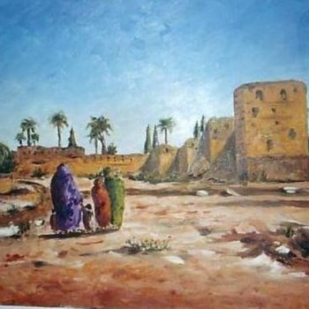 Painting titled "Old city walls" by Zakaria Rifki, Original Artwork, Oil