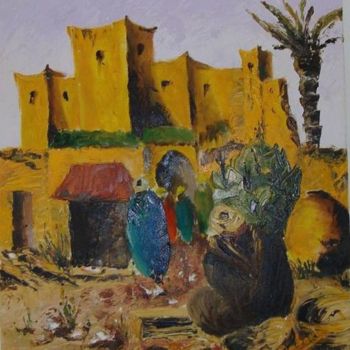 Pintura titulada "Kasabahs" por Zakaria Rifki, Obra de arte original, Oleo