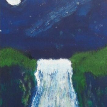 Pittura intitolato "cascata notturna" da Aldo Riflettivo, Opera d'arte originale