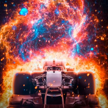 Digital Arts titled "Formule Un en feu s…" by Rigaud Mickaël (Gen Z), Original Artwork, Digital Photography