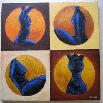Peinture intitulée "siluetas azules" par Ricardo De Cádiz, Œuvre d'art originale
