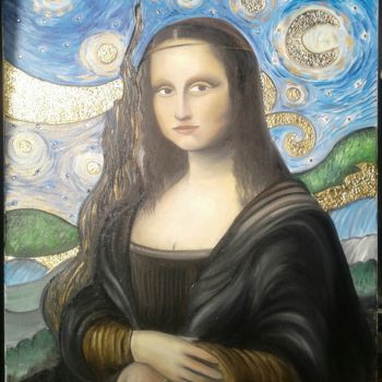 Pintura intitulada "Une Joconde et une…" por Rihab Blrs, Obras de arte originais, Óleo