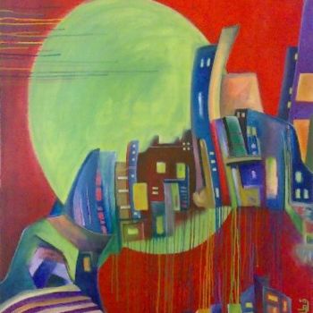 Painting titled "architecture" by Ahmed Ktata, Original Artwork, Acrylic