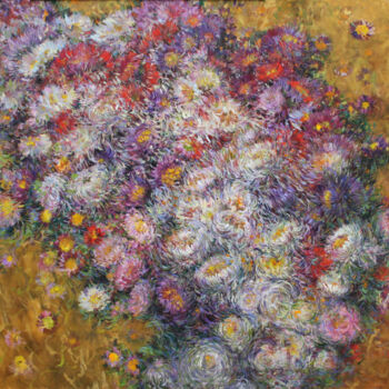 Peinture intitulée "Chrysanthemums (gol…" par Rima Azatyan, Œuvre d'art originale, Huile