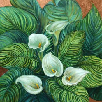 Painting titled "Calla Lilies (Afric…" by Rima Azatyan, Original Artwork, Oil
