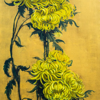 Peinture intitulée "Yellow Chrysanthemu…" par Rima Azatyan, Œuvre d'art originale, Huile