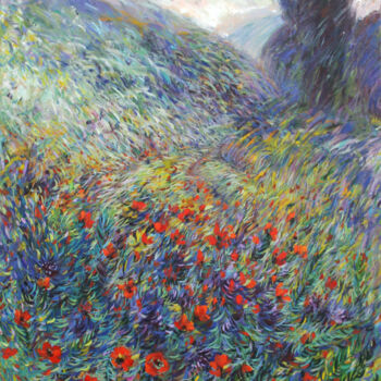 Painting titled "Field of tulips" by Rima Azatyan, Original Artwork, Oil