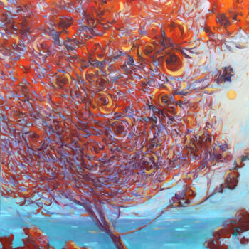 Painting titled "Red tree" by Rima Azatyan, Original Artwork, Oil