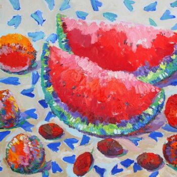 Painting titled "The watermelon, seg…" by Rima Azatyan, Original Artwork, Oil