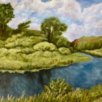 Painting titled "Peaceful sky of the…" by Rimma Tagirova, Original Artwork, Oil