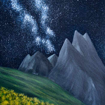 Painting titled "STARLIGHT, night la…" by Rimma Savina, Original Artwork, Acrylic