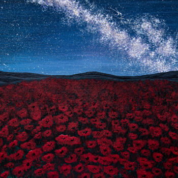 Painting titled "POPPIES MYSTERY, ni…" by Rimma Savina, Original Artwork, Acrylic