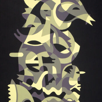 Malarstwo zatytułowany „Hippocampus Bellicus” autorstwa Rimp, Oryginalna praca, Akryl Zamontowany na Drewniana rama noszy