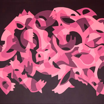 Картина под названием "Elephantidae Roseus" - Rimp, Подлинное произведение искусства, Акрил Установлен на Деревянная рама дл…