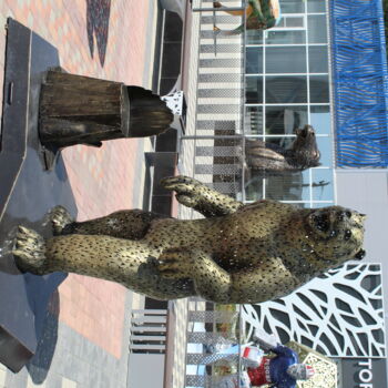 Sculpture intitulée "Медведь в стойке." par Rimskii Master, Œuvre d'art originale, Métaux