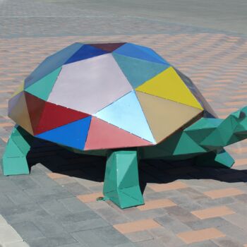Sculpture intitulée "Черепаха полигональ…" par Rimskii Master, Œuvre d'art originale, Métaux