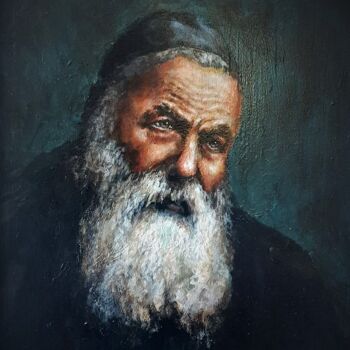 Painting titled "Rabbi Isaac Jacob R…" by Rimvydas Kviklys, Original Artwork, Oil