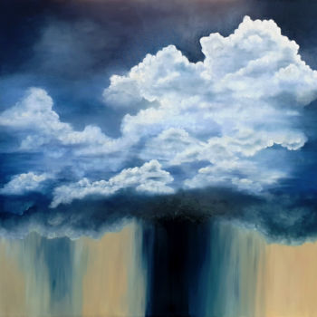 Картина под названием "Cumulus Fluff" - Ritzi, Подлинное произведение искусства, Масло