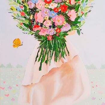 Painting titled "Flower mood" by Rina Vinch, Original Artwork, Oil