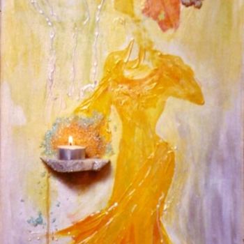 Painting titled "la porteuse de lumi…" by Rina Curiel, Original Artwork