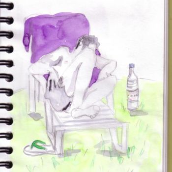 Drawing titled "la sieste 1" by Rina Curiel, Original Artwork