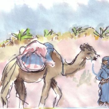 Drawing titled "mon désert" by Rina Curiel, Original Artwork