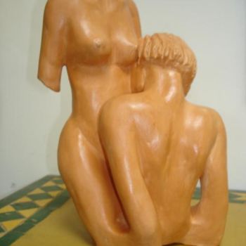 Sculpture intitulée "le baiser" par Rina Curiel, Œuvre d'art originale