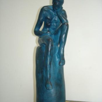 Sculpture intitulée "le penseur" par Rina Curiel, Œuvre d'art originale