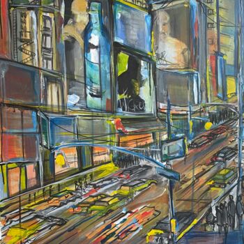 Painting titled "Cityscape one" by Rinalds Vanadzins, Original Artwork, Acrylic
