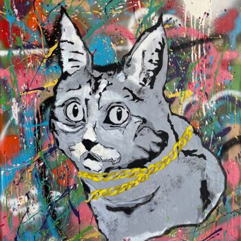 Painting titled "Cat" by Rinalds Vanadzins, Original Artwork, Acrylic