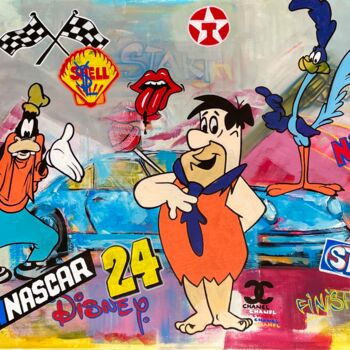 Schilderij getiteld "Cartoon race" door Rinalds Vanadzins, Origineel Kunstwerk, Acryl