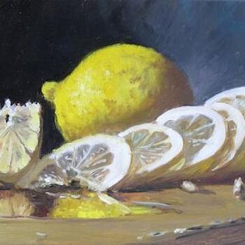 Painting titled "Tranches de citron" by Rinat Animaev, Original Artwork, Oil