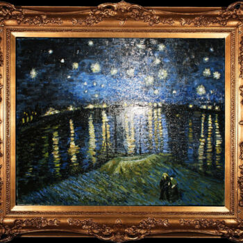 Painting titled "Starry night over t…" by Rinat Galyautdinov, Original Artwork, Oil