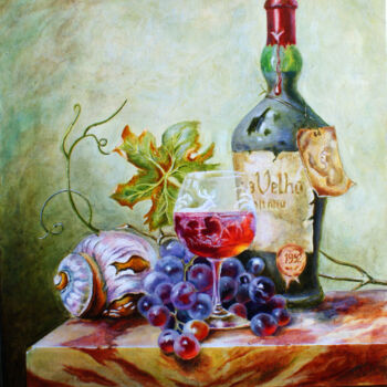 Painting titled "Still life with a b…" by Rinat Galyautdinov, Original Artwork, Oil