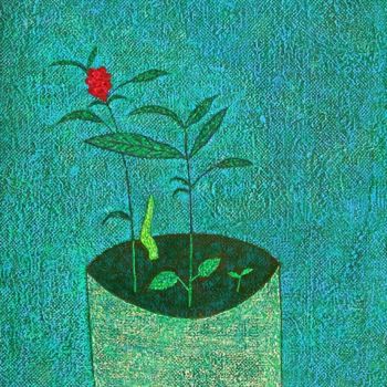 Peinture intitulée "Flower in a pot. Цв…" par Rinat Harisov, Œuvre d'art originale, Huile
